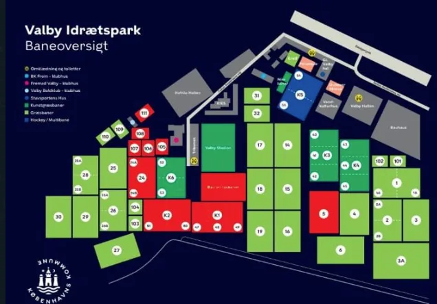 Plano de canchas Valby Idrætspark