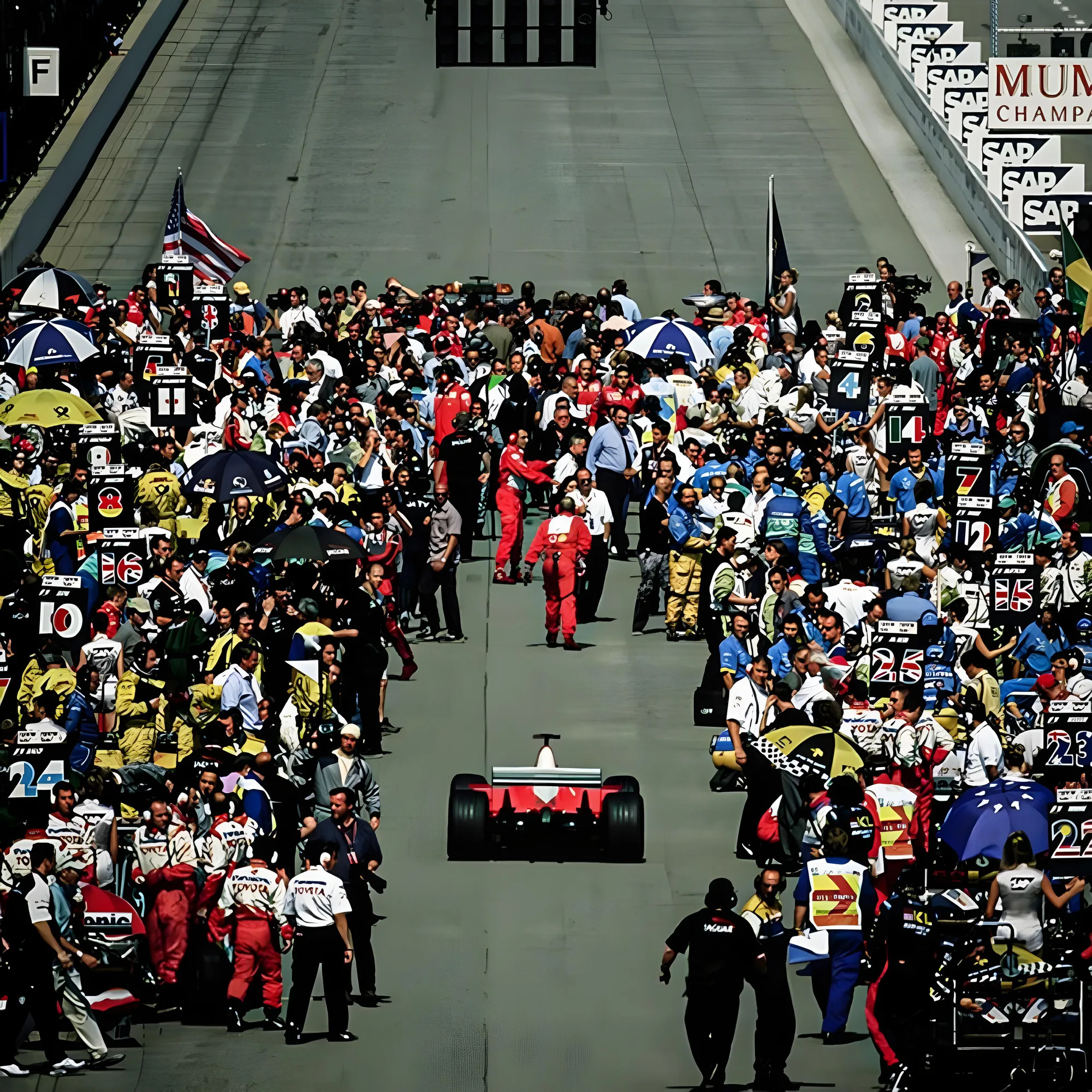 Fotografía de multitud en pista de carreras